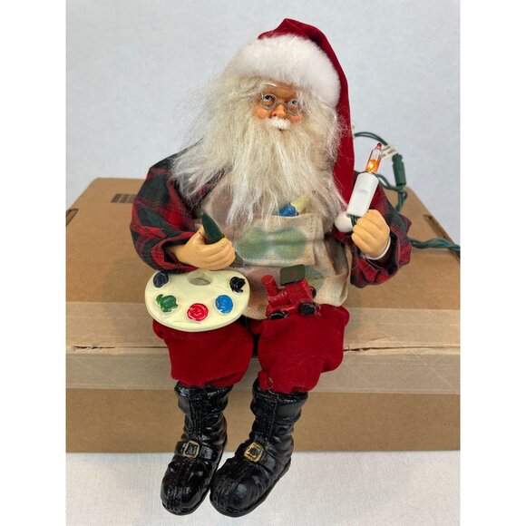 Vintage Animated Santa Painting Toy Train With Light Tree Shelf Sitter A - Picture 1 of 9